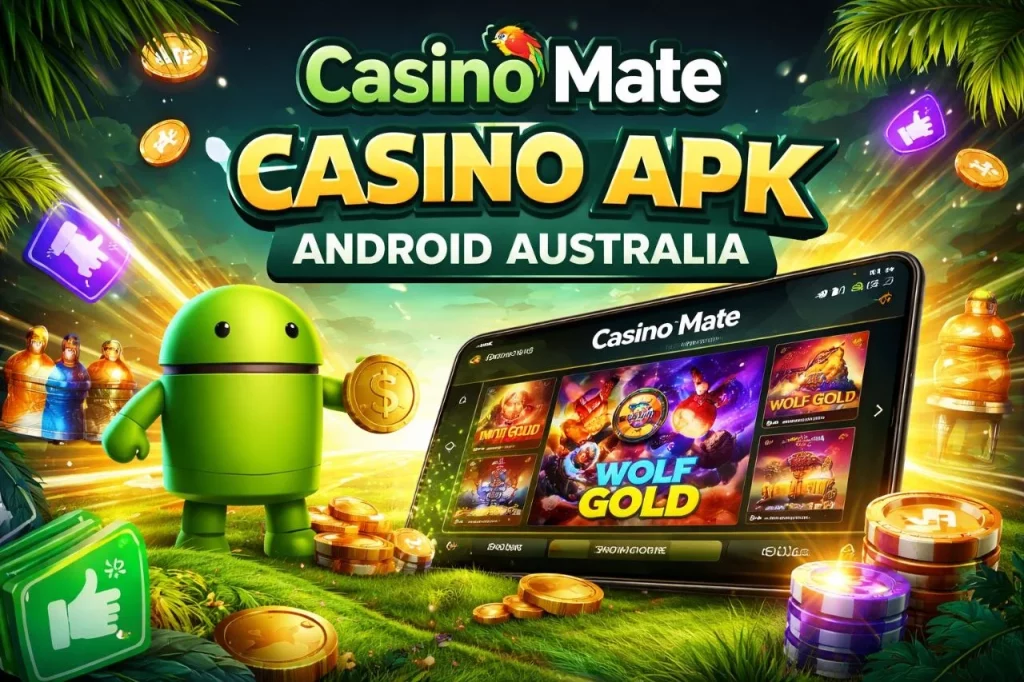 Casino Mate APK Android app interface showing slots and casino games